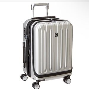 Delsey “Helium” Silver Titanium Hardshell Spinner Carry On Suitcase Luggage